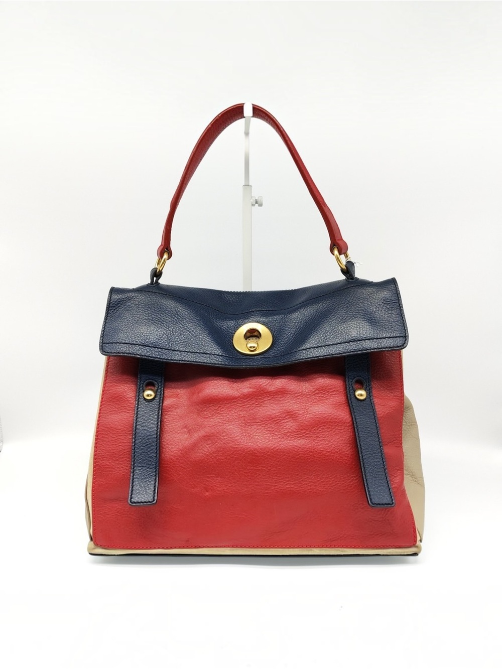 Yves Saint Laurent YSL Muse Two Colorblock Leather Satchel Top Handle Bag